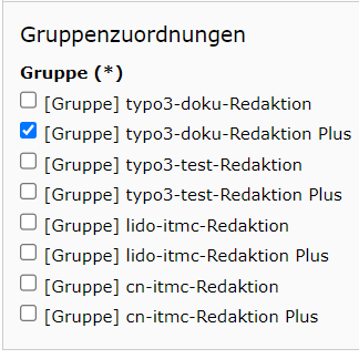 Gruppen aus der Sicht eines Webadmins, der Zugriff auf mehrere Auftritte hat
