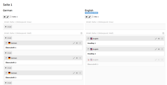 Seite 1 im Backend