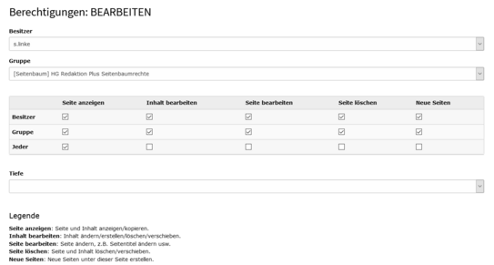 Bearbeiten der Berechtigungen