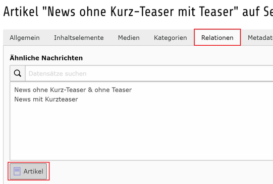 Relationen in News