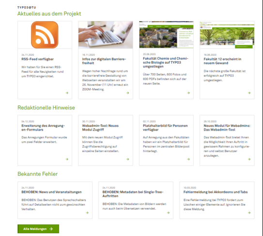News-Plug-Ins auf der Startseite des Auftritts TYPO3-Doku News-Plug-Ins auf der Startseite des Auftritts TYPO3-Doku