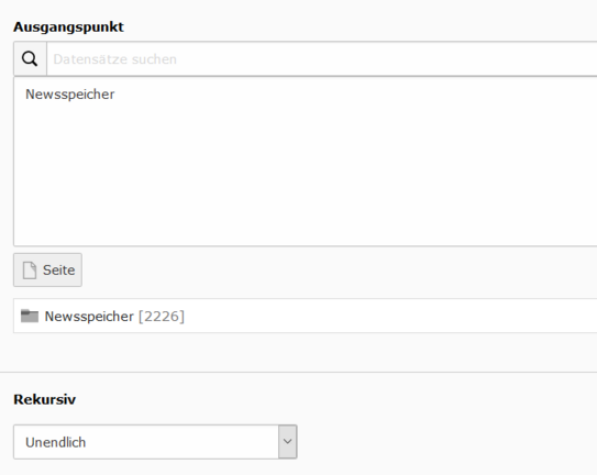 News, Tab Einstellungen, Ausgangspunkt News, Tab Einstellungen, Ausgangspunkt