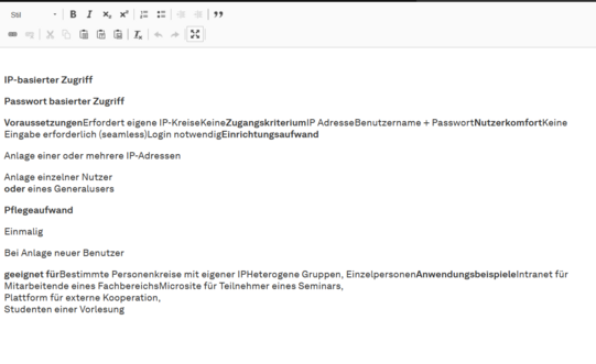 Screenshot eines Tabellenelements im Backend nach der Abschaltung nicht responsiver Tabellen