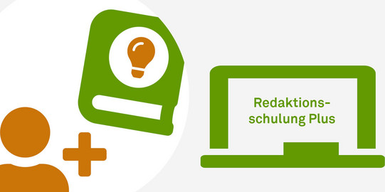 Schriftzug: Redaktionsschulung Plus