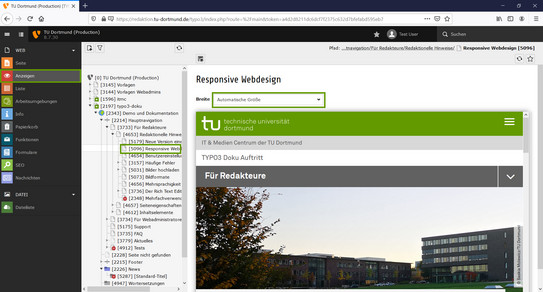 Screenshot einer Seite im TYPO3-Backend