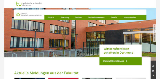 Startseite des Auftritts für die Wirtschaftswissenschaften