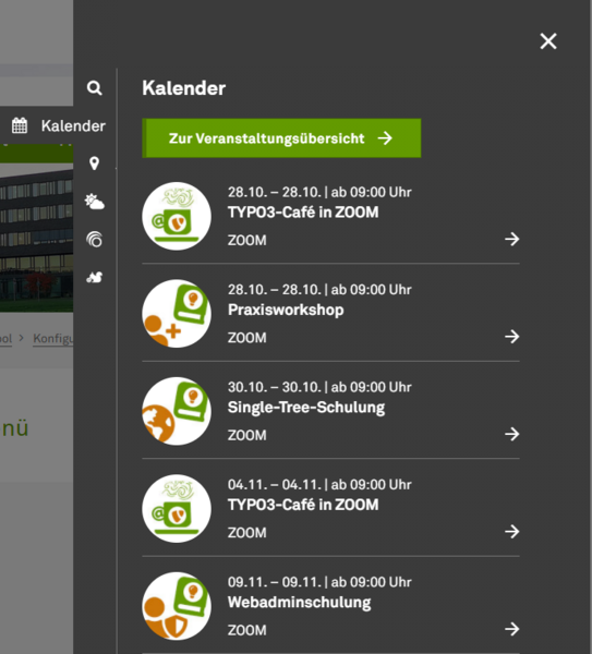 Kalender Veranstaltungen Screenshot Kalender Veranstaltungen