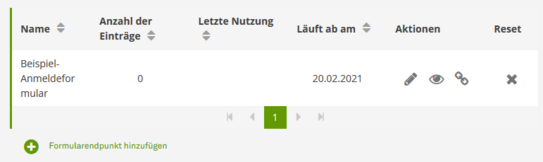 Formular ServicePortal hinzufügen Screenshot des ServicePortals zur Formendpoint-Erstellung