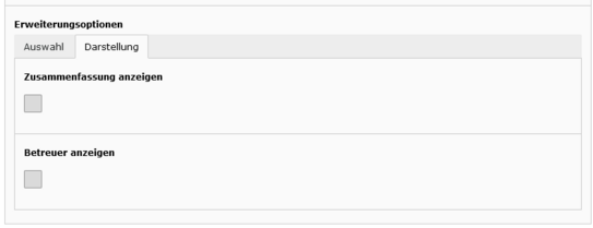 Erweiterungsoptionen Darstellung Screenshot der Erweiterungsoptionen - Tab Darstellung