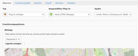 Karte Einstellungen Karte Einstellungen