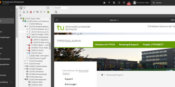 Das Modul Anzeigen im Backend