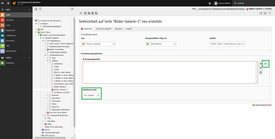 Plug-In Screenshot einer Seite im TYPO3-Backend