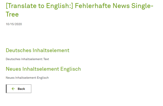 Beispiel Frontend Inhaltselemente