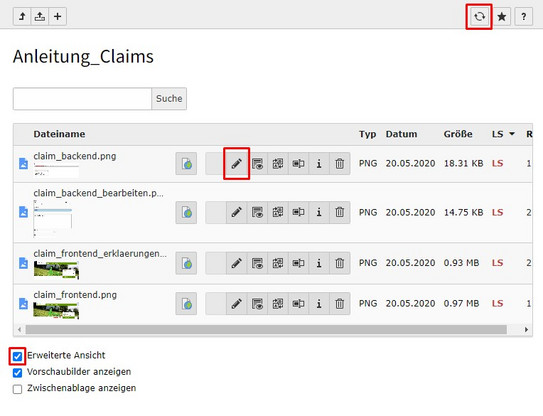 Metadaten hinterlegen Screenshot des TYPO3-Backends zeigt Hinterlegung von Metadaten im Modul Dateiliste.