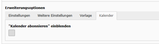 Der Tab Kalender im Standardnachrichtensystem im Backend