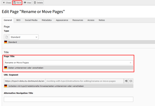Change Page Title Change Page Title