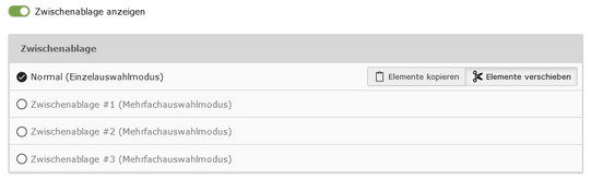 Listenansicht: Zwischenablage Screenshot des TYPO3 Backends zeigt die Zwischenablage.