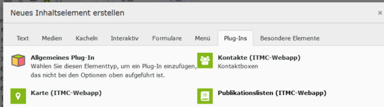 Plug-In zum Einfügen der Publikationsliste auswählen