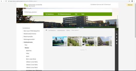 Bildergalerie Screenshot einer Webseite
