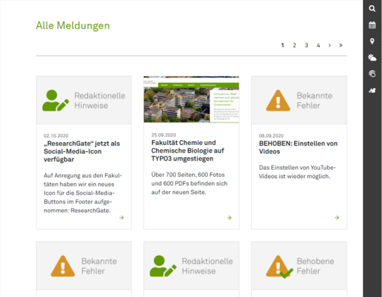 Listenansicht des News-Plug-Ins