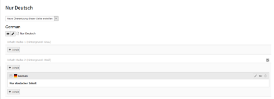 Nur Deutsch im Backend