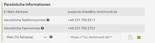 Verknüpfung der Mitarbeiterdetailseite mit den Kontaktdaten im Serviceportal