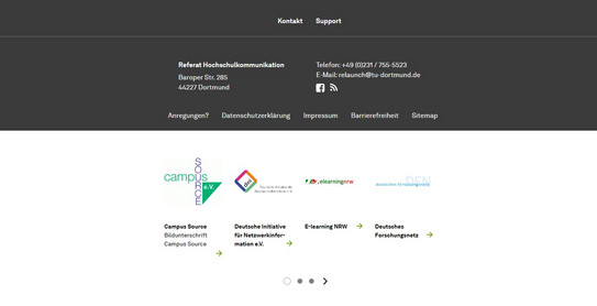 Screenshot des Frontends zeigt die verlinkbare Logo-/Bilderleiste unterhalb des Footers.