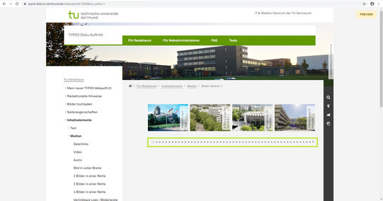 Bildergalerie Screenshot einer Internetseite
