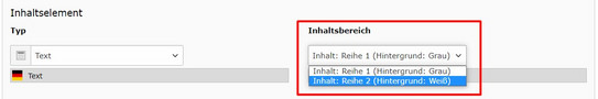 Übersetztes Inhaltselement manuell dem neuen Inhaltsbereich zuweisen Screenshot des TYPO3 Backends zeigt manuelle Zuweisung des übersetzten Inhaltselements zu neuem Inhaltsbereich
