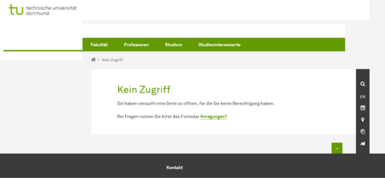 Keine Zugriffsberechtigung Kein-Zugriff-Seite bei unberechtigtem Zugriffsversuch auf eine geschützte Intranetseite