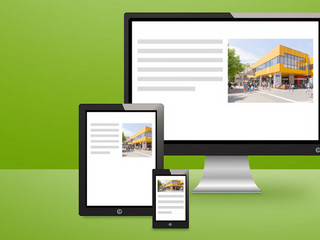 Banner zeigt drei Geräteklasse - Desktop-PCs, Tablets und Mobiltelefone - mit jeweils unterschiedlichen Bildausschnitten.