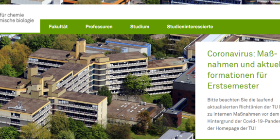 Screenshot vom Header der Chemie-Webseite