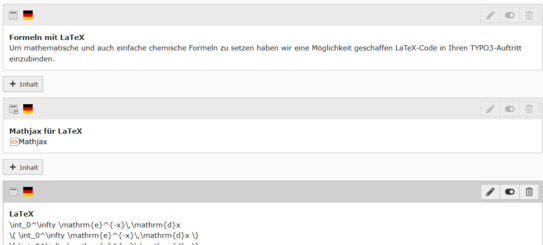 Javascript für Mathjax mittels eines Inhaltselements einbinden