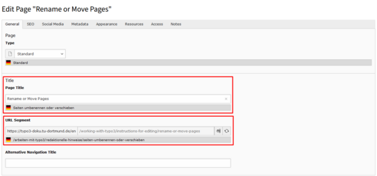 General Tab in Page Properties General Tab in Page Properties