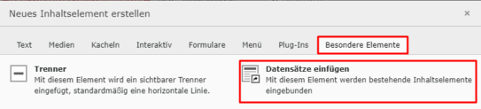 Screenshot von Datensatz einfuegen