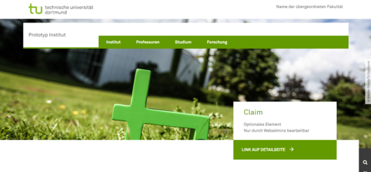 Screenshot des Prototyps für Institute