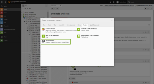 Screenshot of the TYPO3-Backend