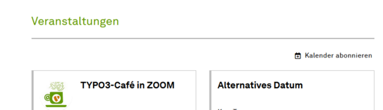 Der Link zum Abonnieren des Kalenders im Frontend