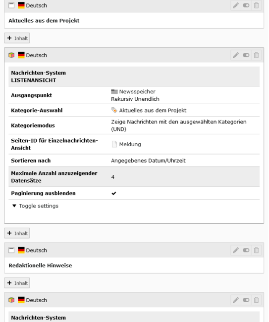 Die Inhaltselemente zu den News-Plug-Ins Die Inhaltselemente zu den News-Plug-Ins