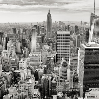 Die Skyline von Manhattan in schwarz-weiß