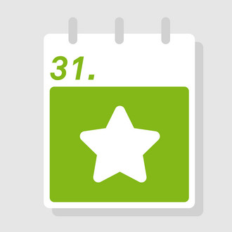 Icon of green calendar page with star