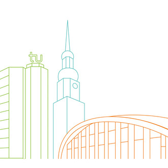 Zeichnung der Skyline von Dortmund.
