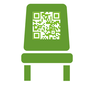 grüner Stuhl mit QR-Code