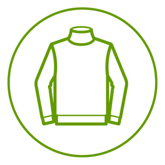 Grünes Icon eines Pullovers, grün umrandet