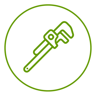Grünes Icon einer Rohrzange, grün umrandet