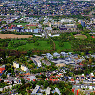 Das Bild zeigt den Campus Nord und Campus Sued von oben.