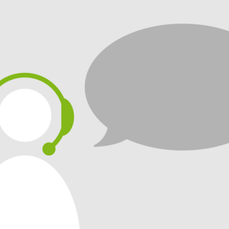 person icon with headset and empty text-bubble